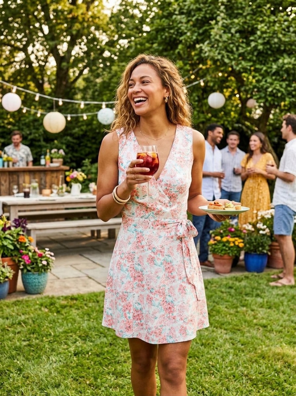 Chai Silky Wrap Floral Dress